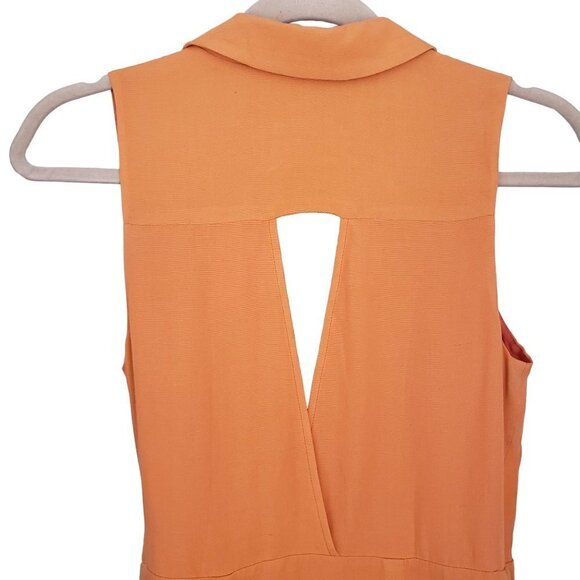 NWT Anthropologie Orange Linen Sleeveless Wrap Front Mini Dress - Picture 6 of 10